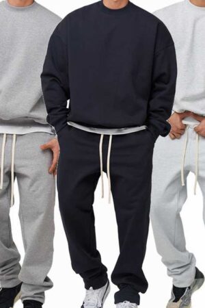 High Quality Plain Custom Blank Sweatshirt Jogger Suit Sport Wear Pullover Hoodies Pants Sets For Men