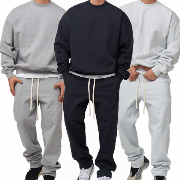 High Quality Plain Custom Blank Sweatshirt Jogger Suit Sport Wear Pullover Hoodies Pants Sets For Men