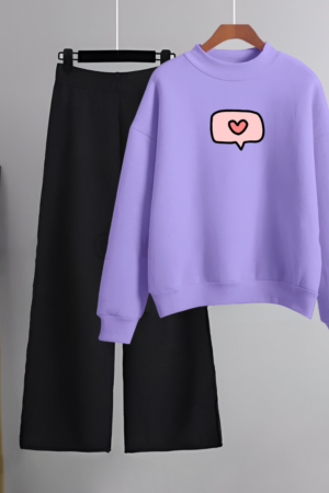 Heart Message Purple Hoodie With Flapper