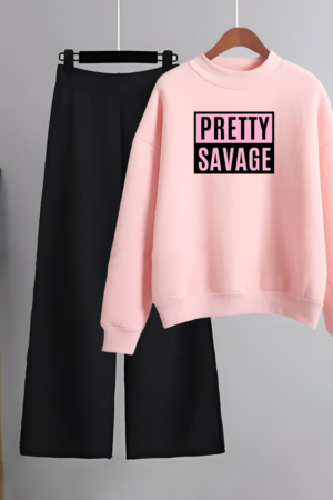 Pretty Savage Printed Pink Sweat Shirt With Flapper GMC