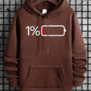 Battery Low Graphic Hoodie - Brown Ultra-Soft and Cozy Mens Casual Pullover Hooded Sweatshirt with Spacious Kangaroo Pocket for Storage - Perfect for Spring and Fall Seasons, Ideal Gift for Friends and Family