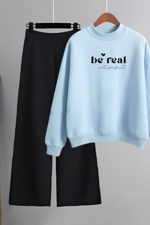 Be Real Printed Light Blue Sweat Shirt With Flapper GMC