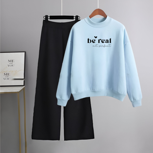 Be Real Printed Light Blue Sweat Shirt With Flapper GMC