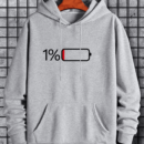 Battery Low Graphic Hoodie - Grey Ultra-Soft and Cozy Mens Casual Pullover Hooded Sweatshirt with Spacious Kangaroo Pocket for Storage - Perfect for Spring and Fall Seasons, Ideal Gift for Friends and Family