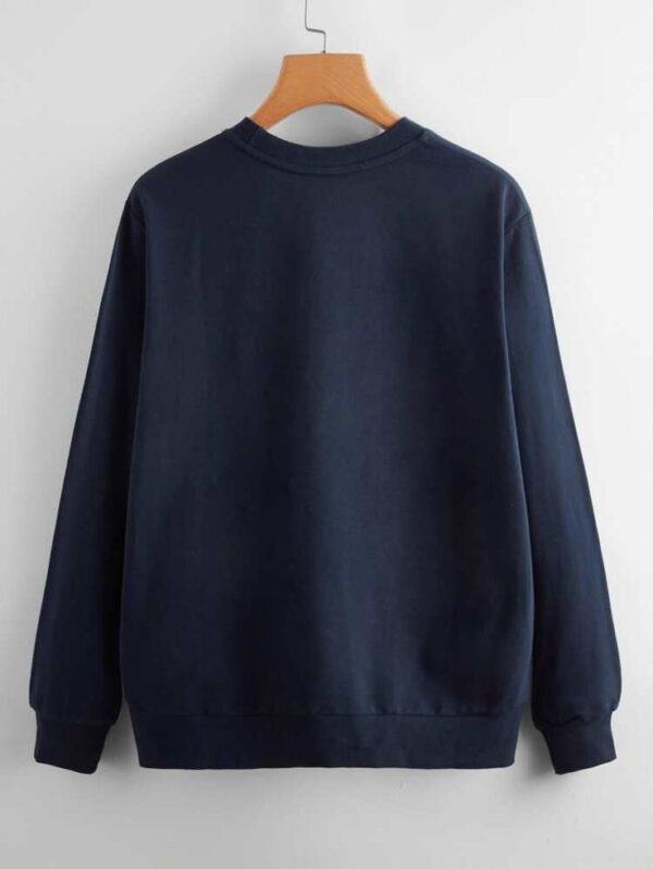 Blue Solid Crew Neck Sweatshirt GMC Premium