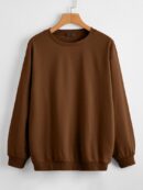 Brown Drop Shoulder Solid Pullover GMC Premium