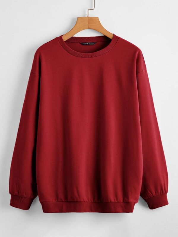 Brownish Red Drop Shoulder Solid Pullover GMC Premium