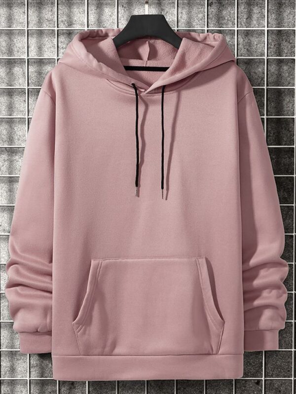 Light Pink Men Kangaroo Pocket Drawstring Thermal Hoodie GMC Premium