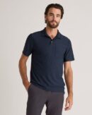 Cotton Knitted Button Polo Shirt in Navy - GMC Premiums