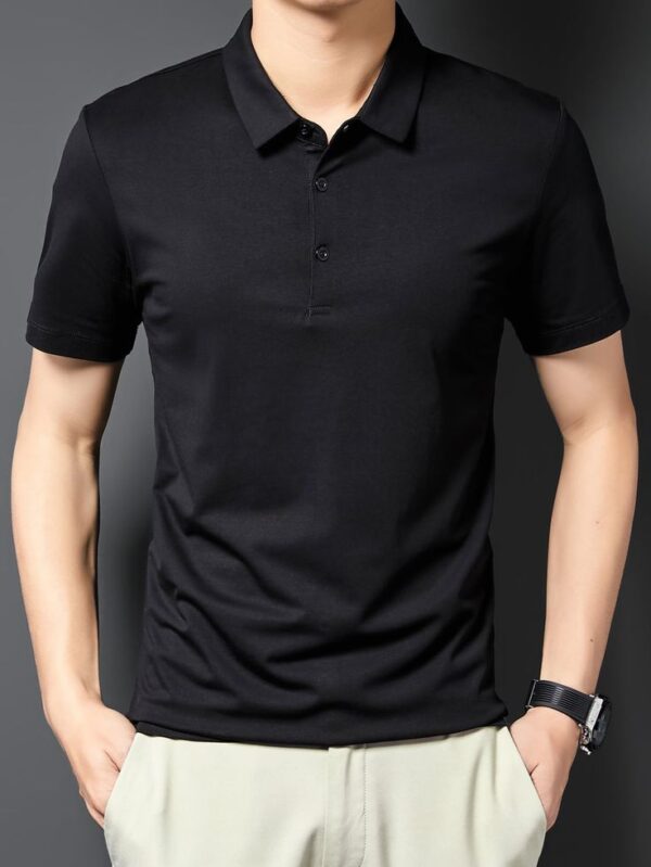 Cotton Knitted Button Polo Shirt in Black - GMC Premiums