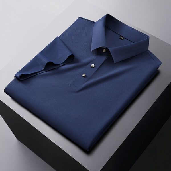 Cotton Knitted Button Polo Shirt in Navy - GMC Premiums