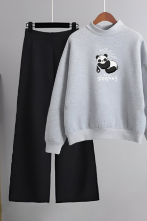 Cute Panda Print Sweatshirt With Flapper | Cozy & Stylish GMC Women