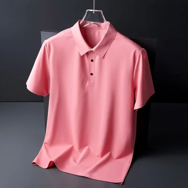 Cotton Knitted Button Polo Shirt in Pink - GMC Premiums