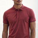 Cotton Knitted Button Polo Shirt in Maroon - GMC Premiums