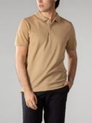 Cotton Knitted Button Polo Shirt in Camel - GMC Premiums