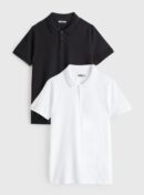 Pack of 2 Cotton Knitted Button Polo Tees