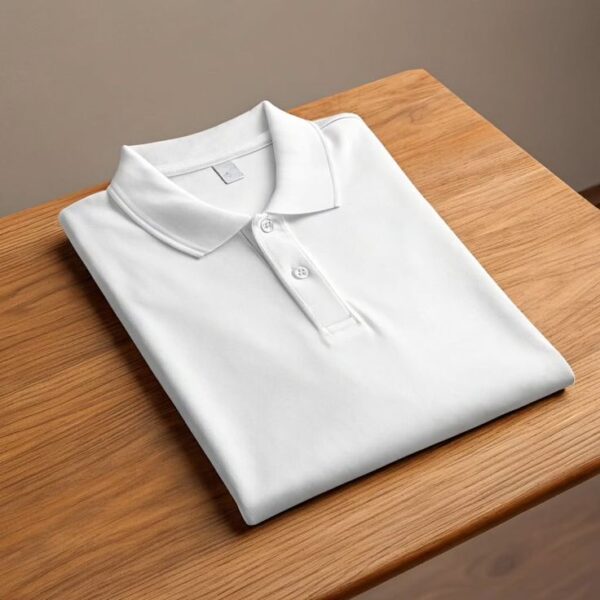 Cotton Knitted Button Polo Shirt in White - GMC Premiums