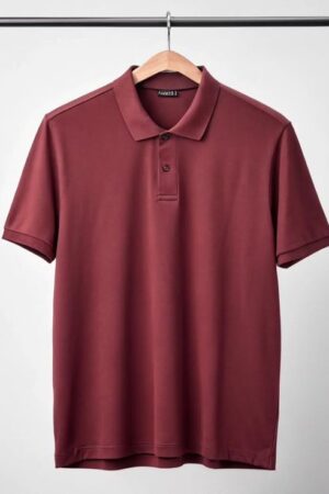 Cotton Knitted Button Polo Shirt in Maroon - GMC Premiums