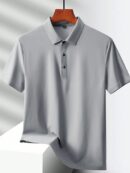 Cotton Knitted Button Polo Shirt in Light Gray - GMC Premiums