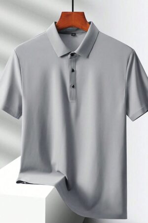 Cotton Knitted Button Polo Shirt in Light Gray - GMC Premiums