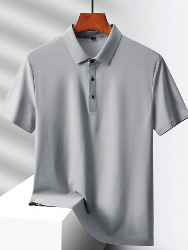 Cotton Knitted Button Polo Shirt in Light Gray - GMC Premiums