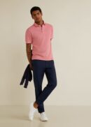 Cotton Knitted Button Polo Shirt in Pink - GMC Premiums