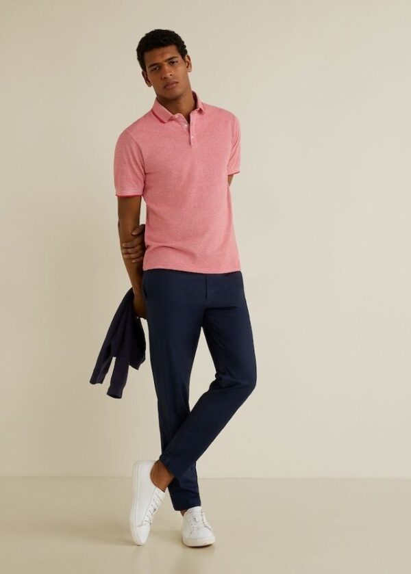 Cotton Knitted Button Polo Shirt in Pink - GMC Premiums