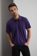 Cotton Knitted Polo Shirt in Purple - GMC Premiums